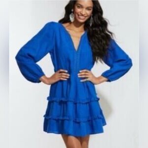 Roberta Roller Rabbit Blue Dress Fully Lined, Long Sleeves, patties graduation